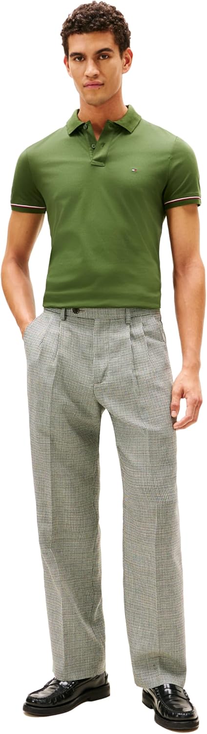 Tommy Hilfiger Men's Short Sleeve Casual Polo Shirts in Slim Fit with Liquid Cotton and Cuff Designs