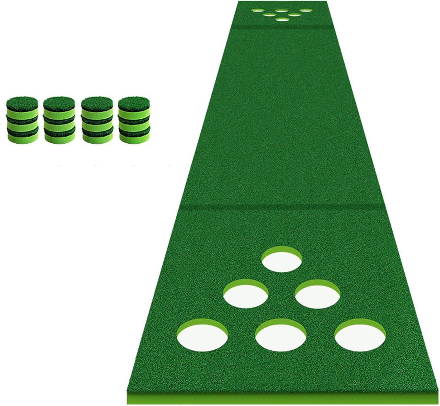 Indoor Outdoor 12-Hole Golf Putting Mat Flannel Simulation Green Portable Training Equipment for Backyard
