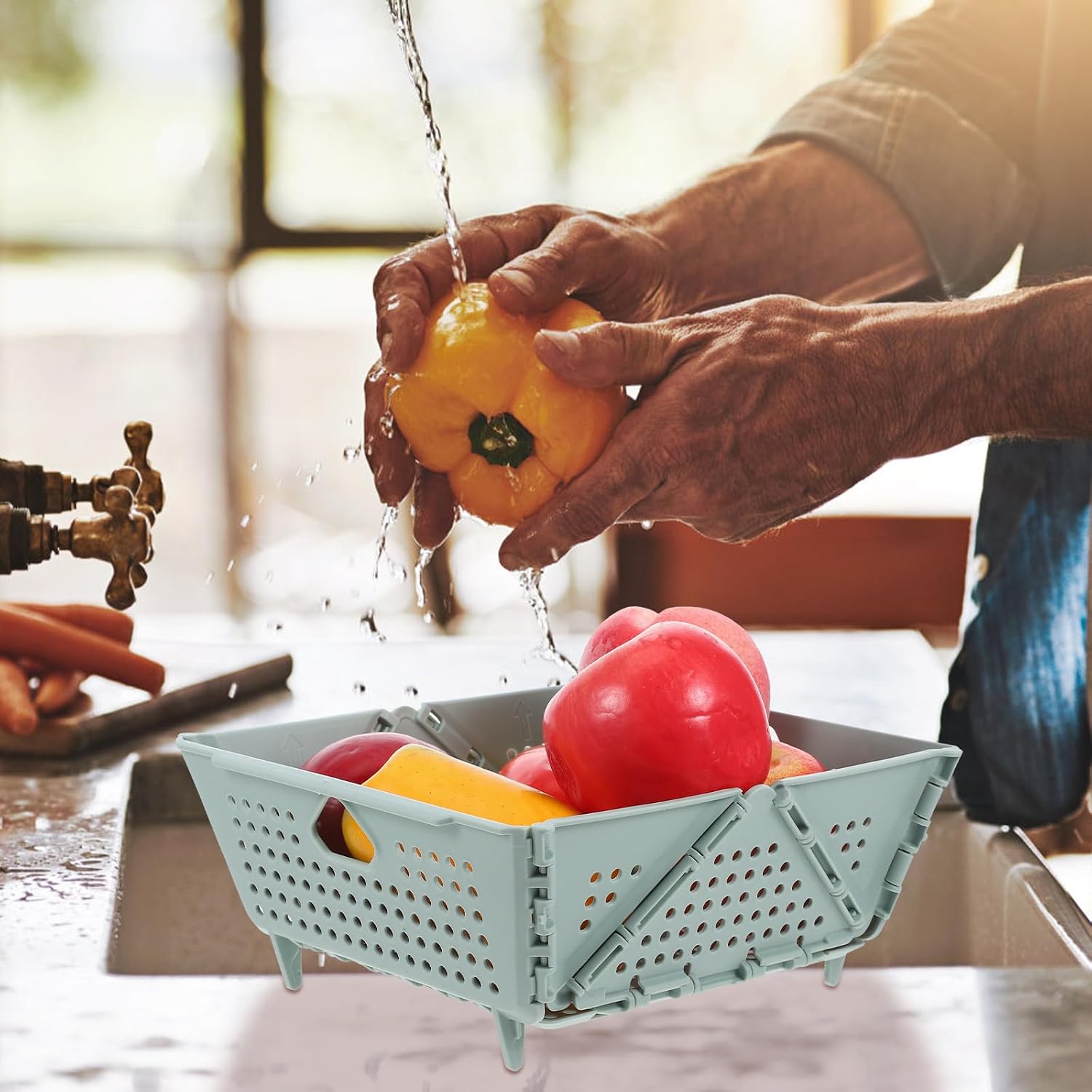 Collapsible Kitchen Colander PP Foldable Basket for Fruits and Pasta image 4