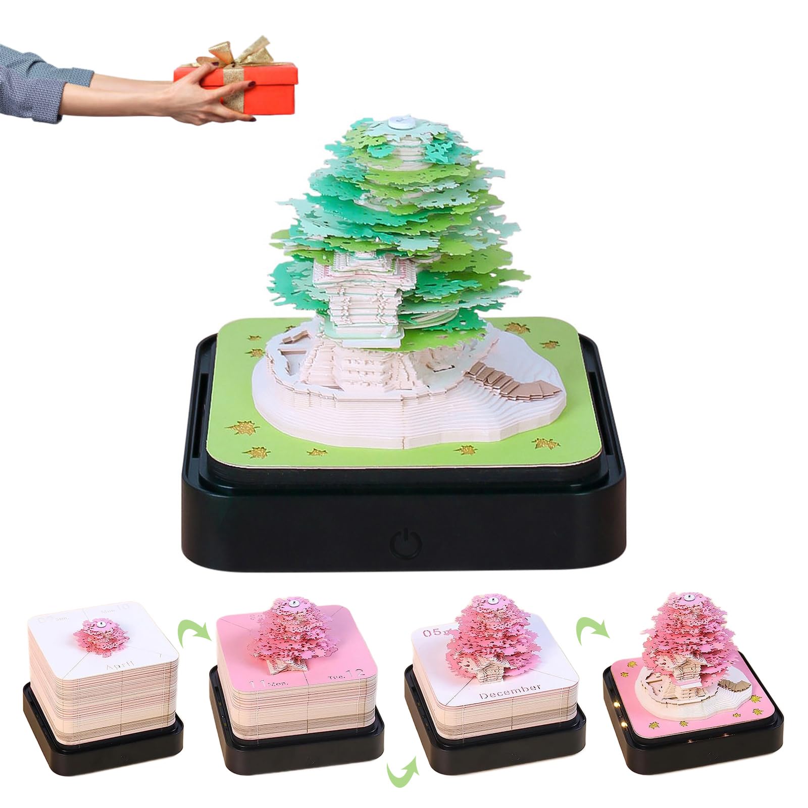 Amazon.com: Siluyado Time Piece Calendar 2024, Desk Calendar with LED  Lights, 3D Memo Pad Calendar 2024, Artropad Calendar 2024, DIY Timepiece  Paper Calendar Desktop Decoration House Gift-Tree-B : Office Products