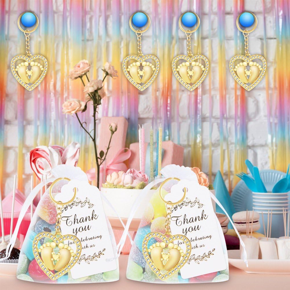 12 Pamiątek Breloczek ze stopą w kształcie serca z torebkami prezentowymi na wieczór panieński i upominki na imprezy Baby Shower z kartą na Święto Dziękczynienia