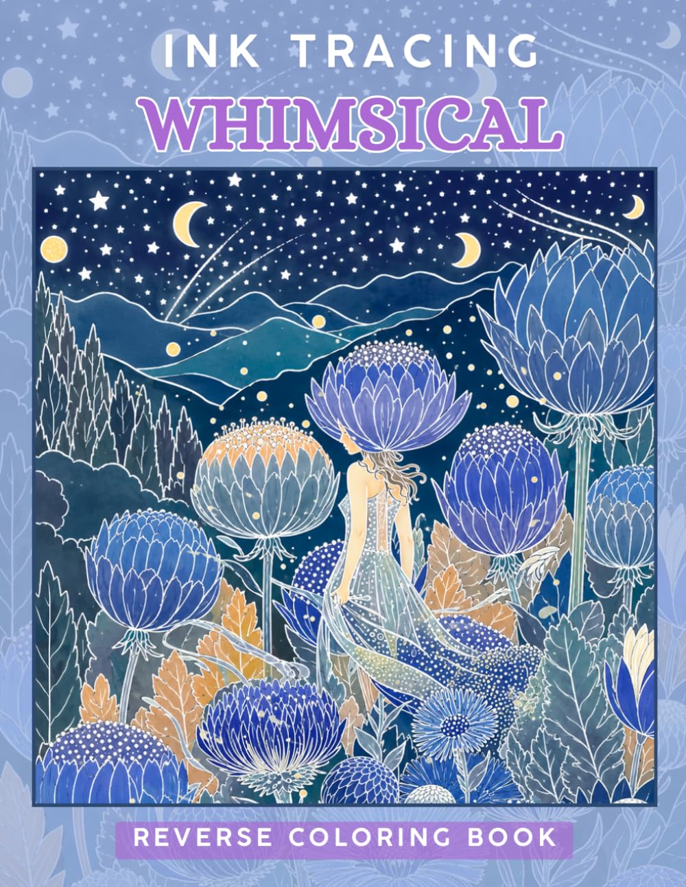 Ink Tracing Whimsical: A Reverse Coloring Book for Adults for Relaxation and Creativity