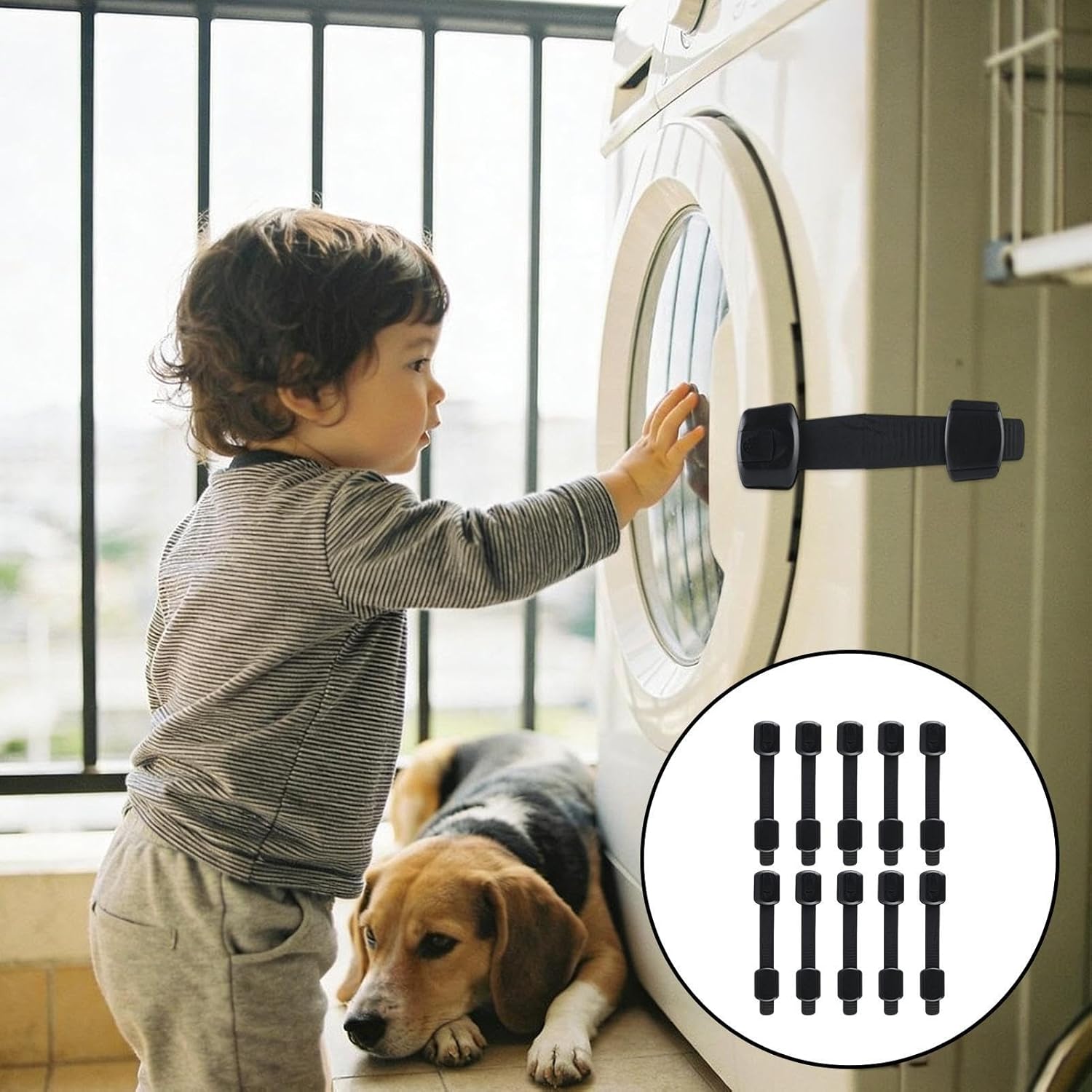 Safety Locks For Cabinets - 10 Straps Keyless Safety Latch | Child Proof Locks for Furniture,For Doors Furniture Toilet Oven Wardrobe Freezer Kitchen Dresser