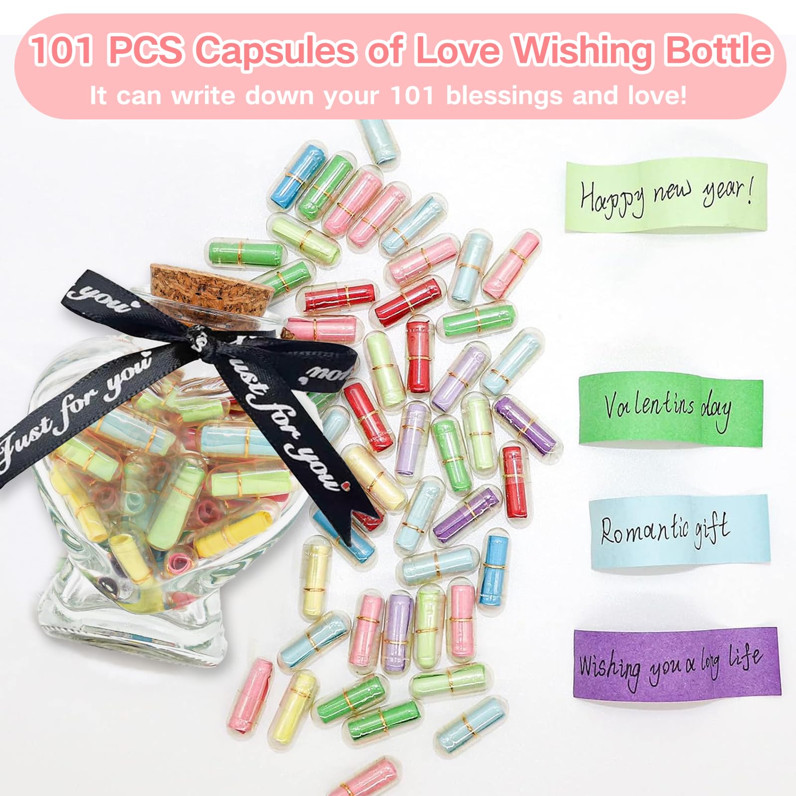 Message in a Bottle 101 PCS Capsule Letters Love Wishing Bottle Gifts for Couples