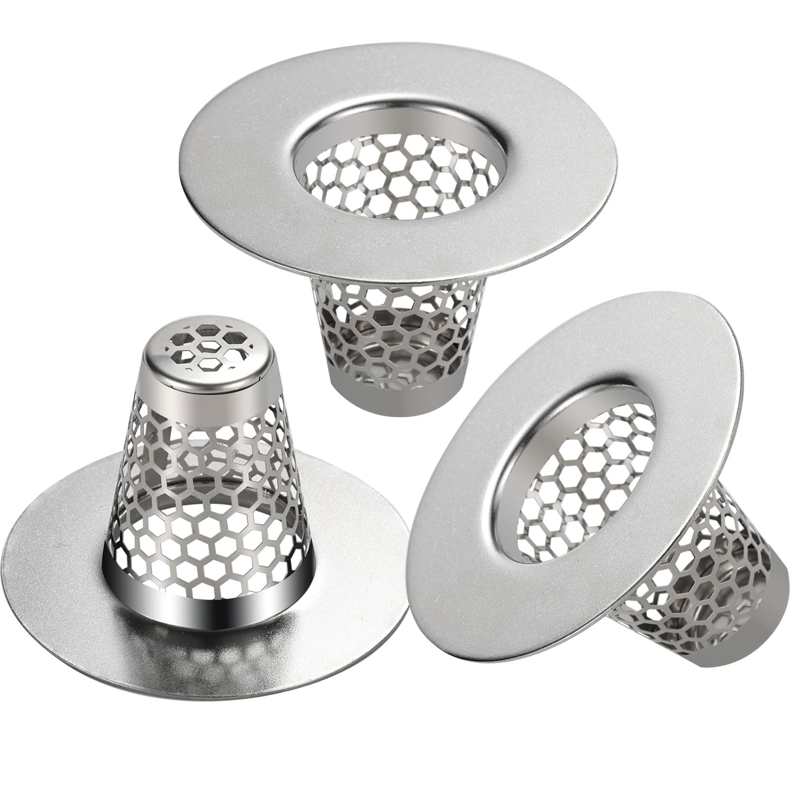 3 szt. sitka odpływowe do zlewu łazienkowego do otworu odpływowego 3 cm - 4 cm, małe stożkowe wysokiej jakości osłona odpływowa wanny ze stali nierdzewnej łapacz włosów