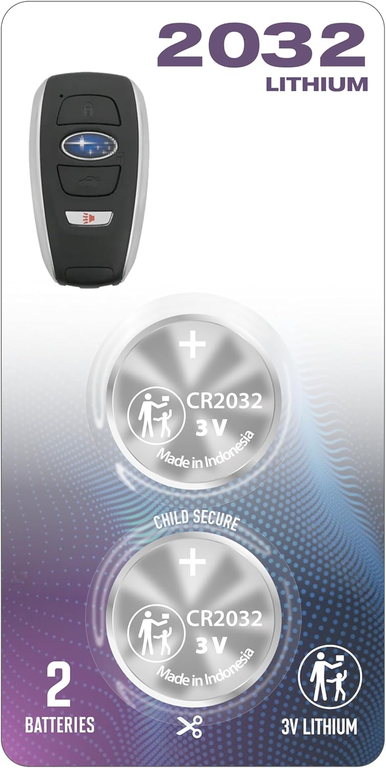 (2 PACK) CR2032 2032 OEM (With Tool) Remote Key Fob Battery for Subaru (FHYQ14AHX or