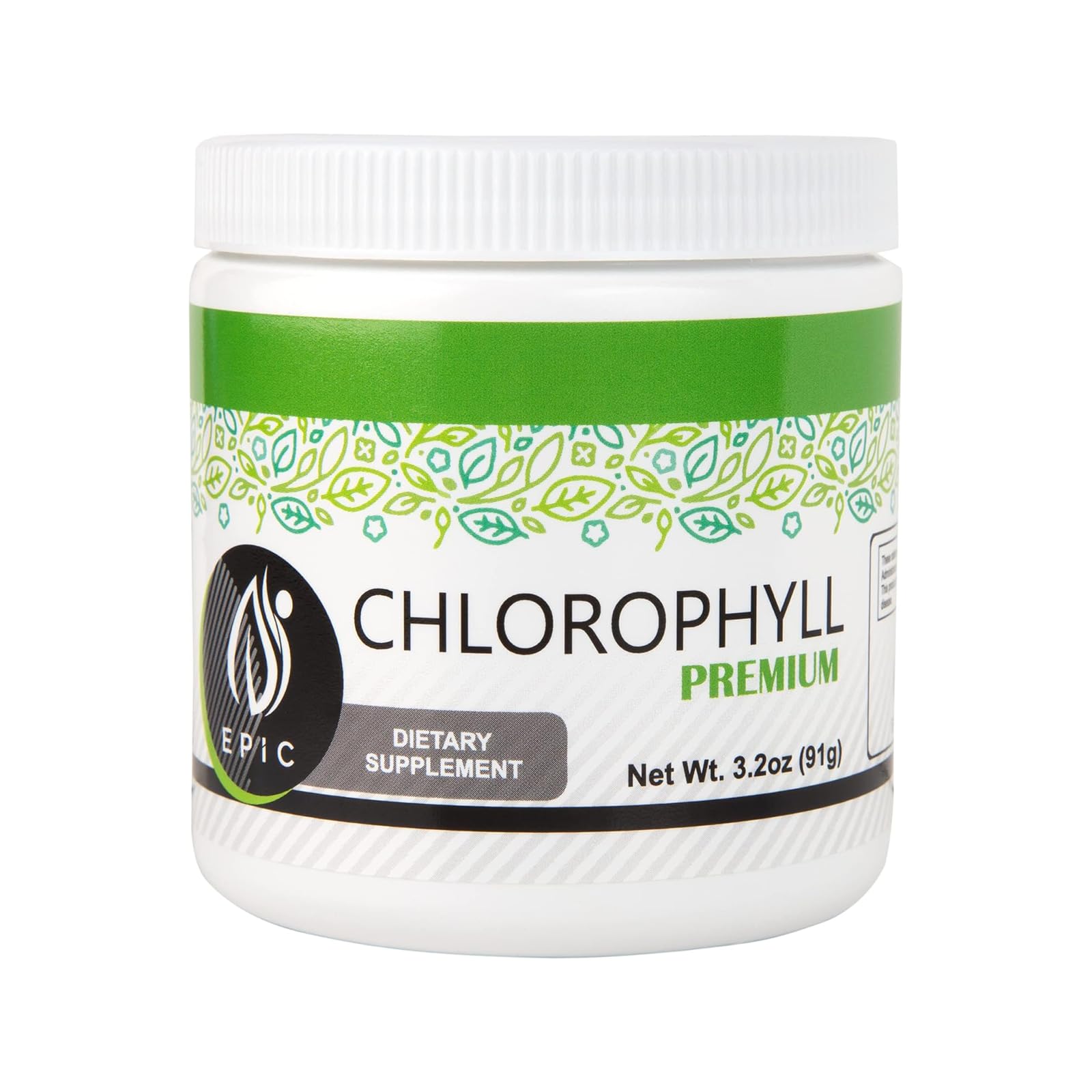 Epic Black Label Premium Chlorophyll Powder Dietary Supplement. Natural Chlorophyll That is Potent and Effective, Easy to Take with a Touch of Mint.
