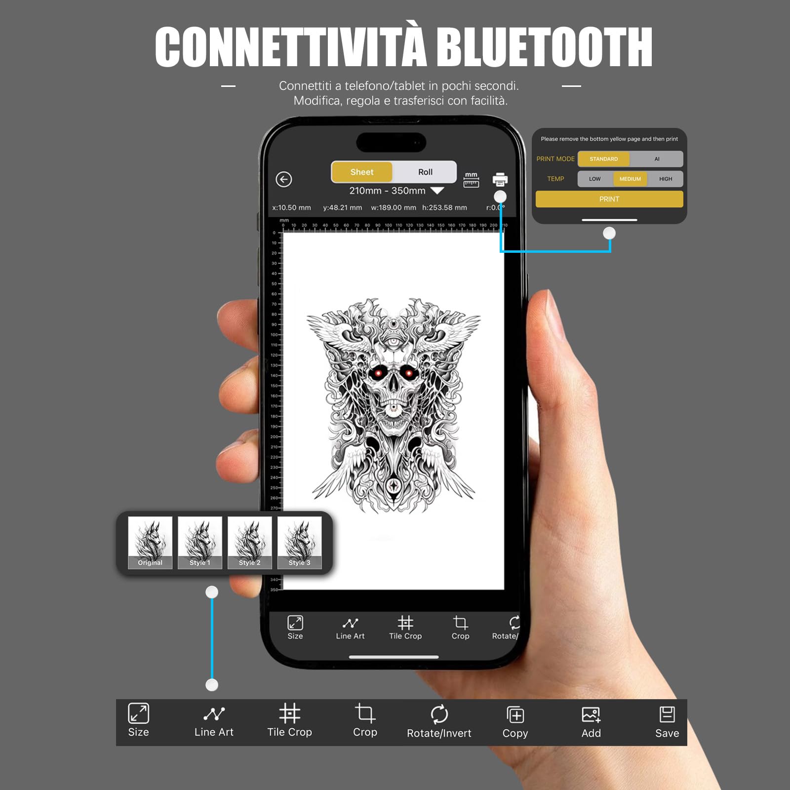 Dragonhawk A4 Stampante Termica Per Trasferelli Tatuaggi Senza Fili Portatile Compatibile Con Telefono Tablet PC Accessori Per Tatuatori Principianti e Professionisti