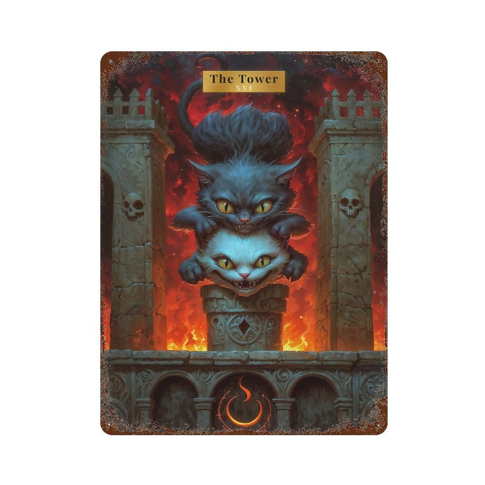 The Tower Tarot Card Retro Metal Sign 15.7"x11.8", for Office, Studio And Wall Decor, Industrial Home Decor