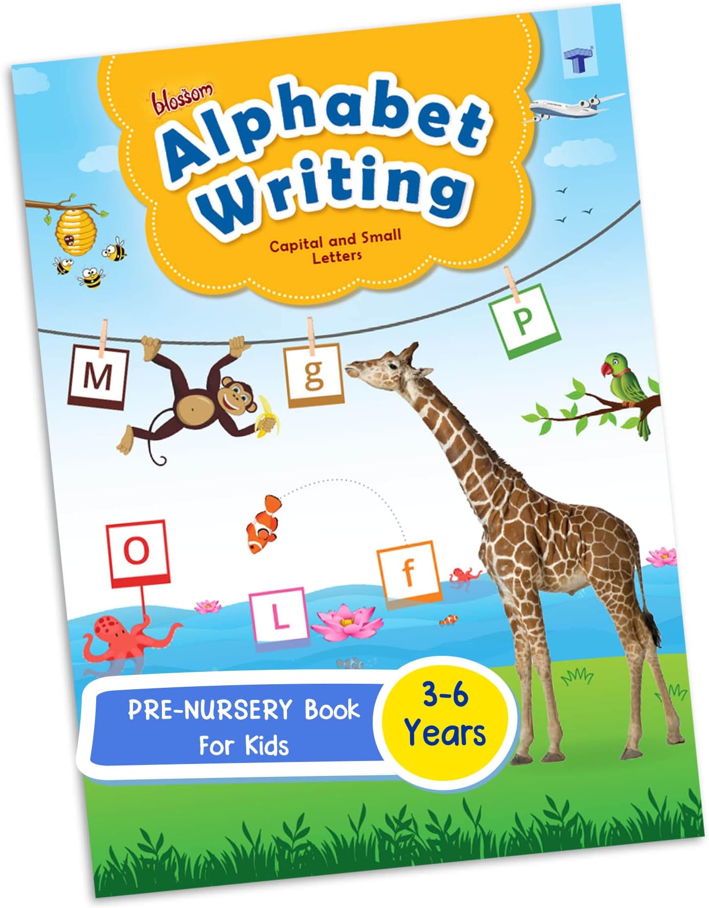 Blossom English Alphabet Writing Book for Kids | 3 to 5 Year Old | ABCD Capital and Small Letter Practice and Activities for Nursery Children | 55 Practice Boxes for each Letter
