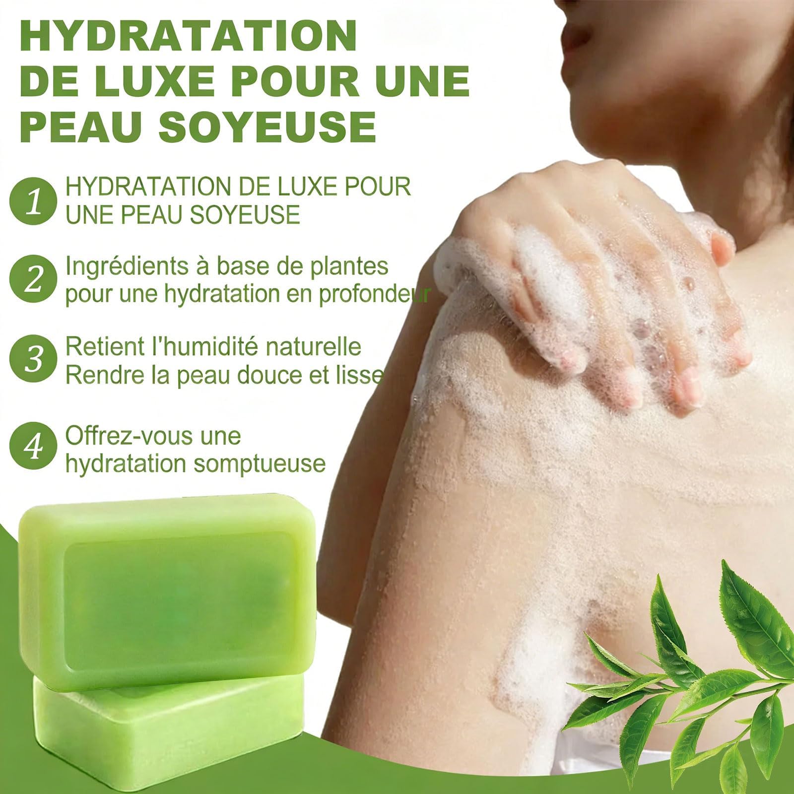 Savon Antifongique Naturel Élimine Transpiration Odeurs Traite Démangeaisons Acné Pied d'Athlète Folliculite (2pc)