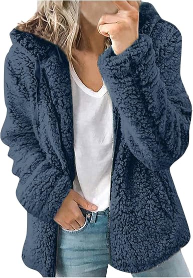 Amazon.com: Sudadera con capucha de sherpa para mujer, con cremallera,  abrigada de peluche, de forro polar, con cremallera sintética, con  bolsillos : Ropa, Zapatos y Joyería