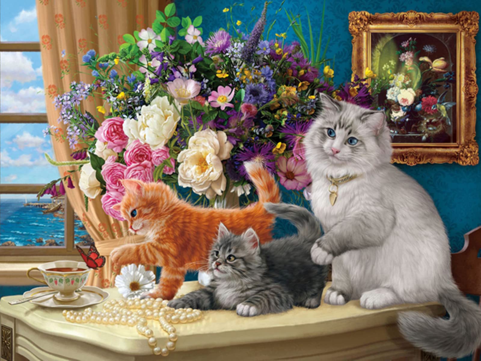 Kreative Puzzles 3000 Stück Katzenrätsel öLgemäLde Puzzles FüR Erwachsene Puzzles Tiere Puzzles Dekoration Fertige Größe 122×81cm