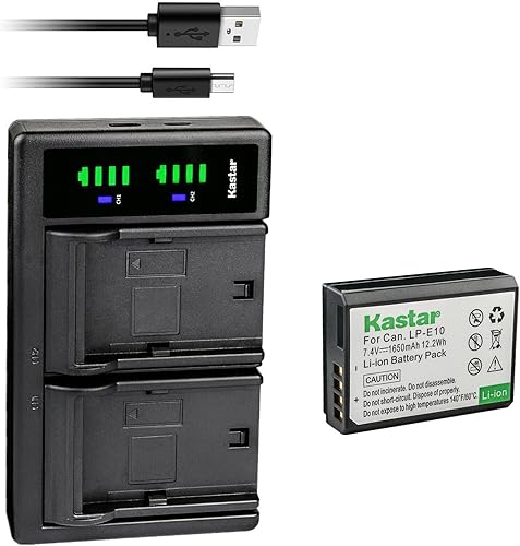Miniatura 10 de Kastar Paquete de 2 baterías y cargador USB LTD2 de repuesto para batería Canon LP-E10 LPE10, cargador LC-E10 LC-E10N, Canon EOS Rebel T3, EOS Rebel