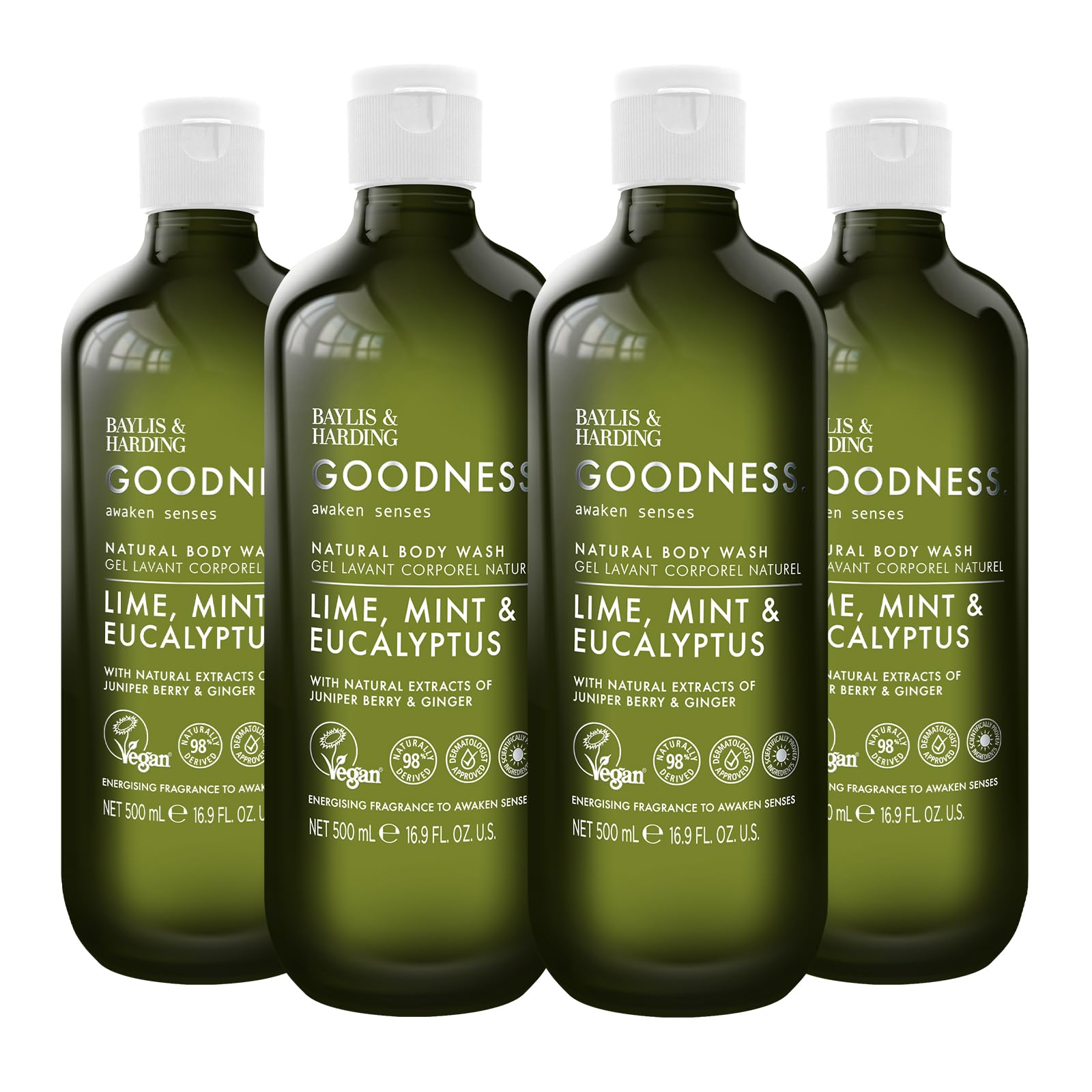 Baylis & Harding Goodness Awaken Natural Body Wash 500ml 4 pack