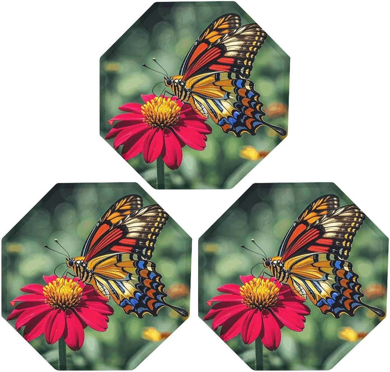 Ctagon Metal Sign for Home, Modern Display Plate for Kitchen, Beautiful Colorful Butterflys Plates Accent Hanging Wall Decorations 3PCS for Living Room, Bedroom, Hallway, Hotel