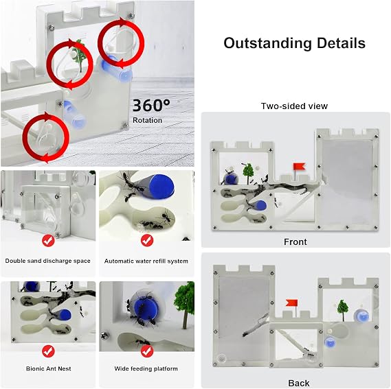 EXBEPE Large Sand Ant Farm Castle,Ant Habitat Ecosystem to Study Ant Colony Behavior Science Educational Kit for Kids