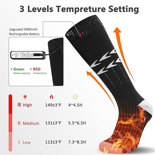Miniatura 2 de Calcetines térmicos para hombres y mujeres, calcetines eléctricos recargables de 5000 mAh con 3 ajustes de calor, control remoto por aplicación,