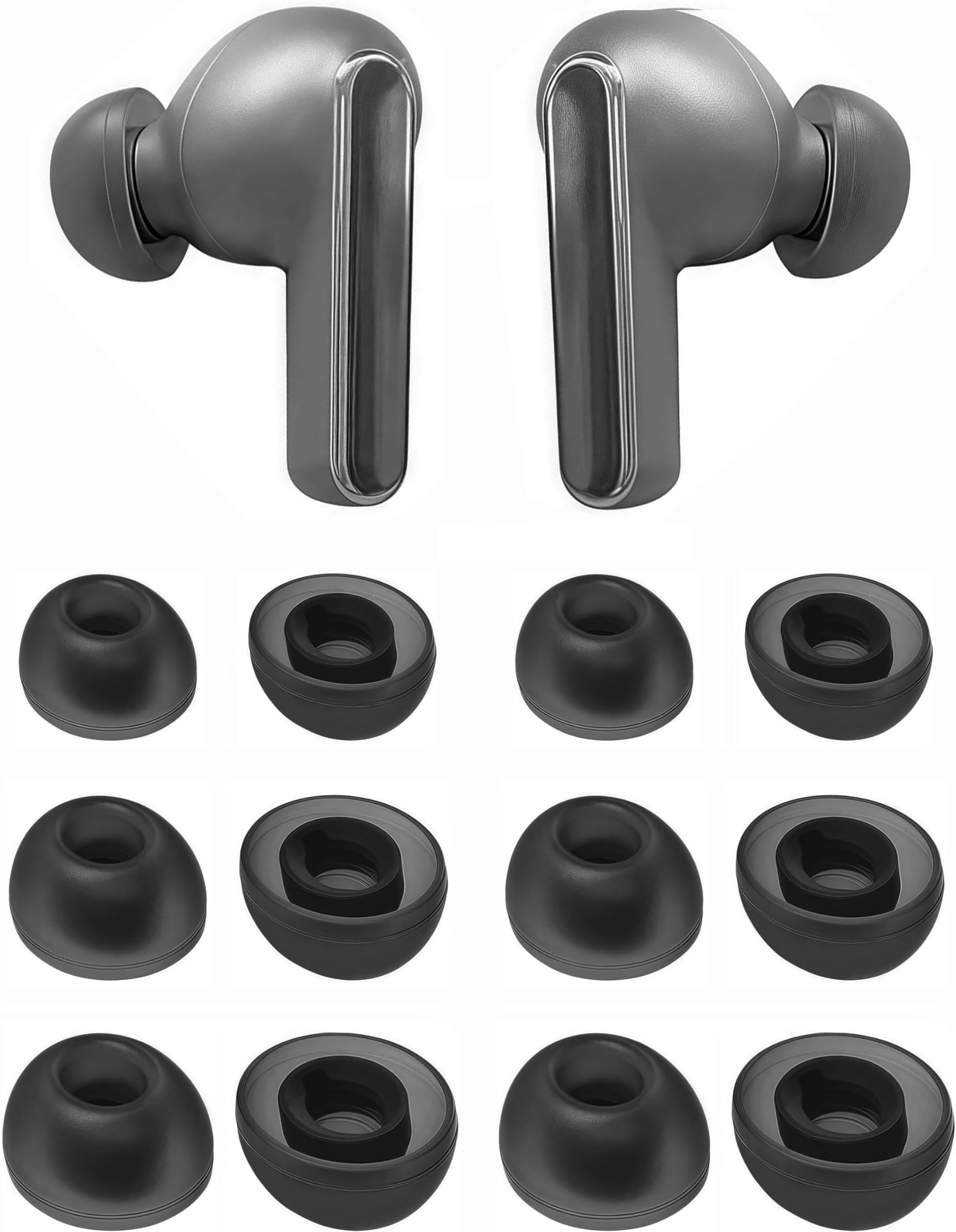Eartips Compatible with JBL Live Pro 2 Live Free 2 Earbuds, 6 Pairs S/M/L Sizes Soft Silicone Ear Tips Replacement Earbuds Tips, Compatible with JBL Live Free 2 Live Pro 2 6 Pairs Black