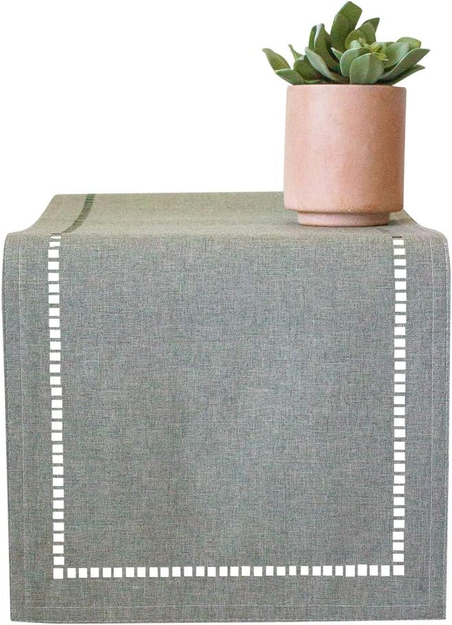 Mulberry Luxe Table Runner and Matching Placemats for Dining Table | Table Runners 72 inch, Placemats Set of 4| Small Table Runner, Hemstitched Detail | Dining Table Runner, Gray Placemats