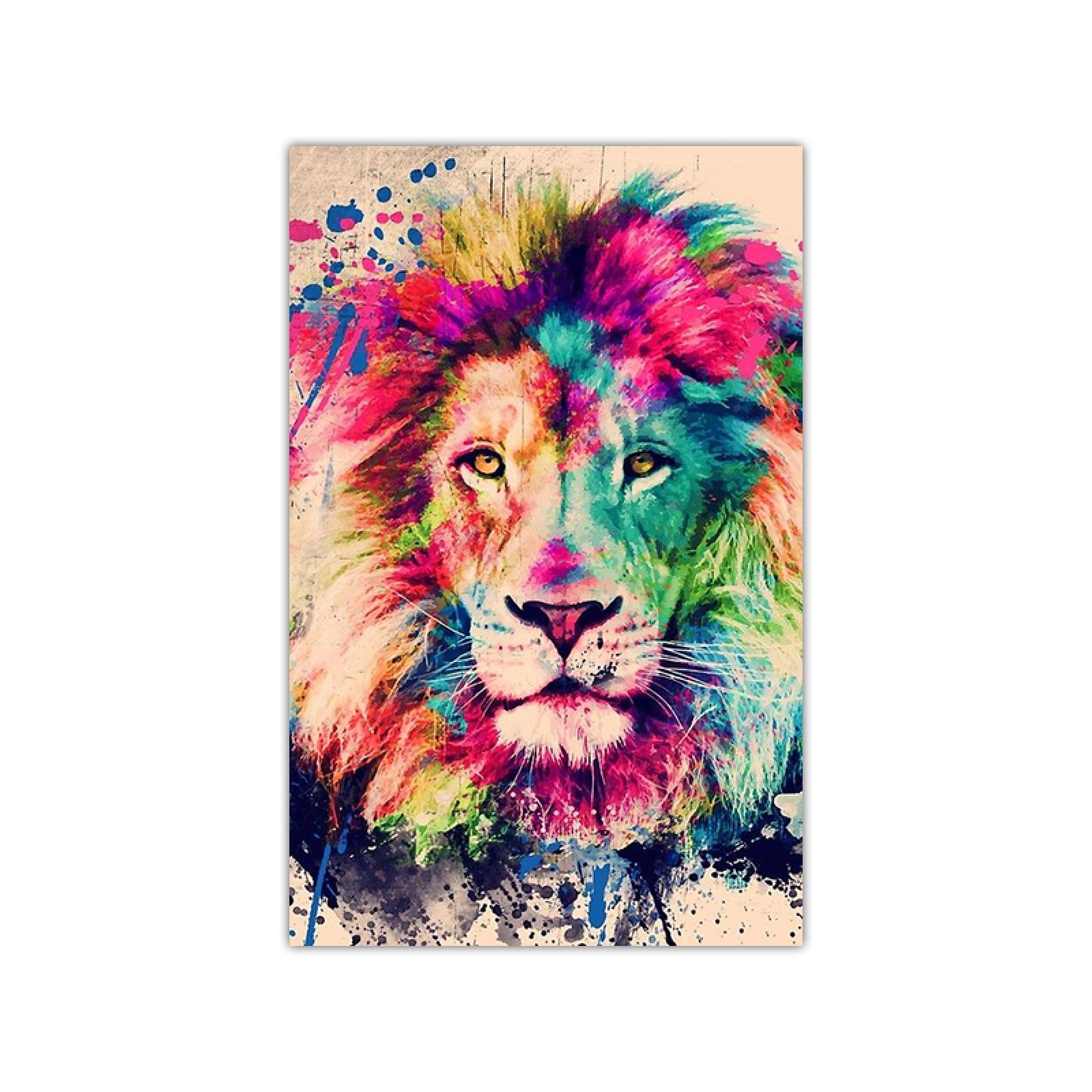 絵画 アート 原画 インテリア 花 ライオン 動物 カラフル ロボット 赤