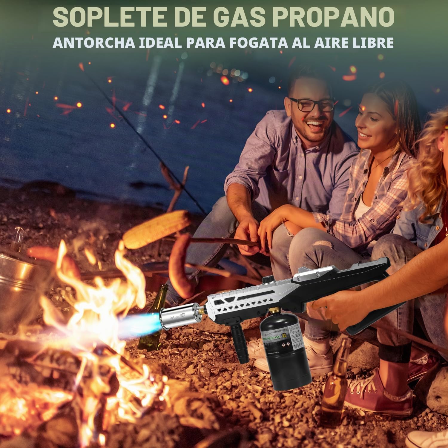 Potente pistola de antorcha de propano – Antorcha de cocina – Lanzallamas ajustable para barbacoa, camping, fogata, Weilding, filete abrasador, deshierbe (tanque no incluido)