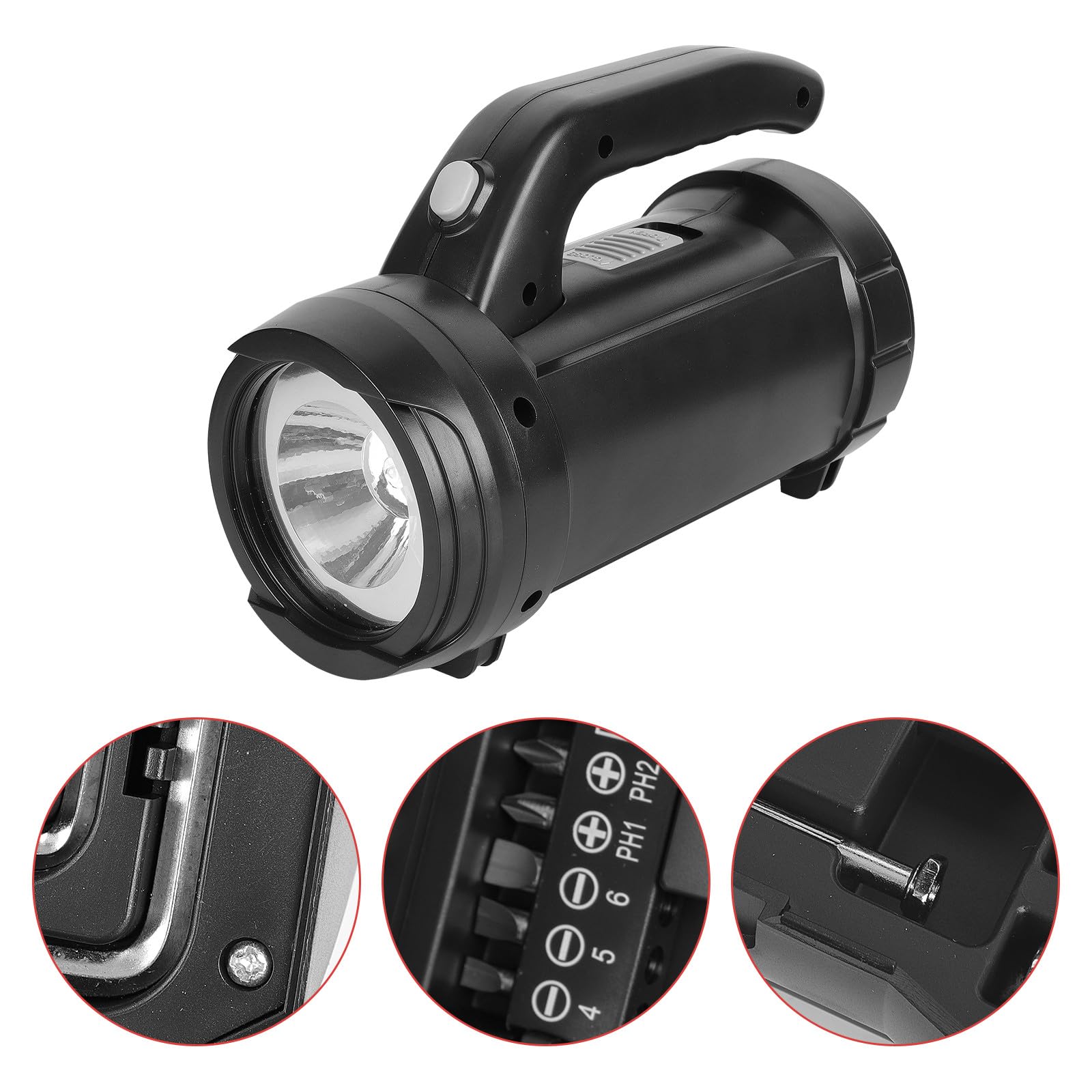 Healeved Lampe Torche Fonctionnelle Portable avec Outils en Acier Carbone et Abs, Haute Luminosité, Kit Complet pour Camping et Activités Extérieures en Famille