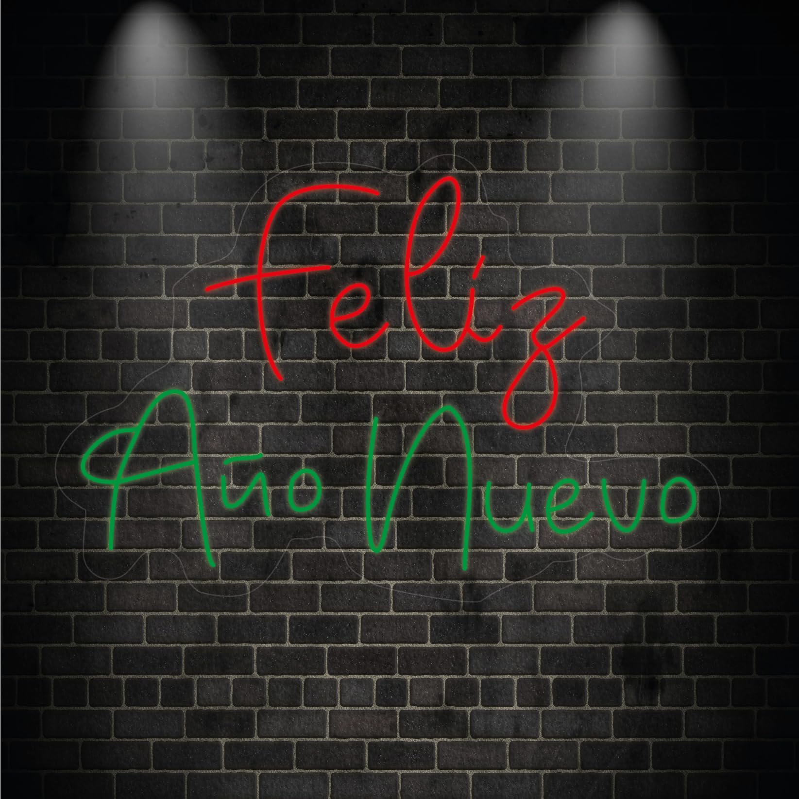Letrero neón-led decorativo Feliz año nuevo para celebrar fiesta de noche vieja con cartel luminoso en la pared personalizado con colores