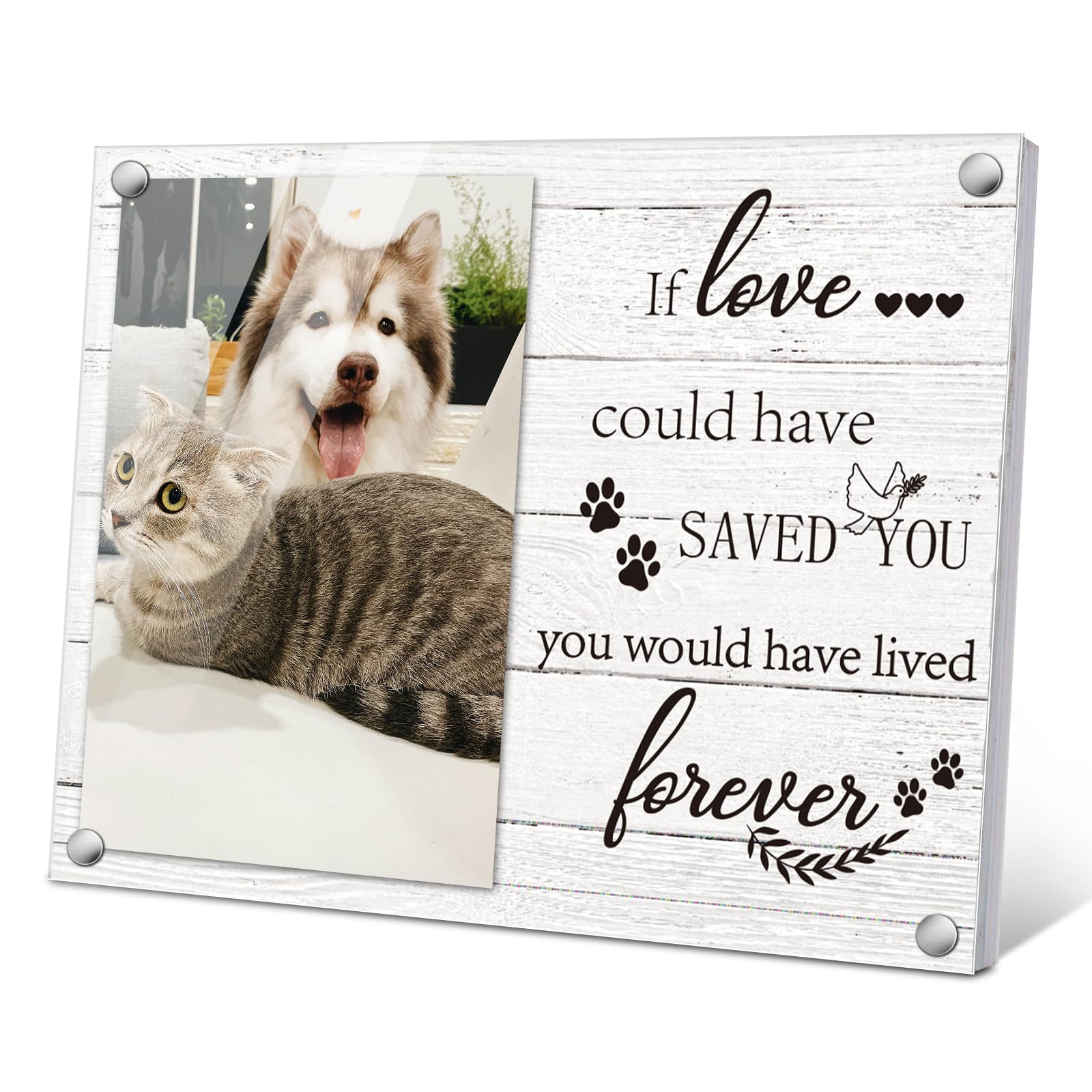 WOODme Pet Picture Frame Cat or Dog Frame 4x6 Memorial Pet Loss Picture Frame for Dog Memorial Gifts (05)