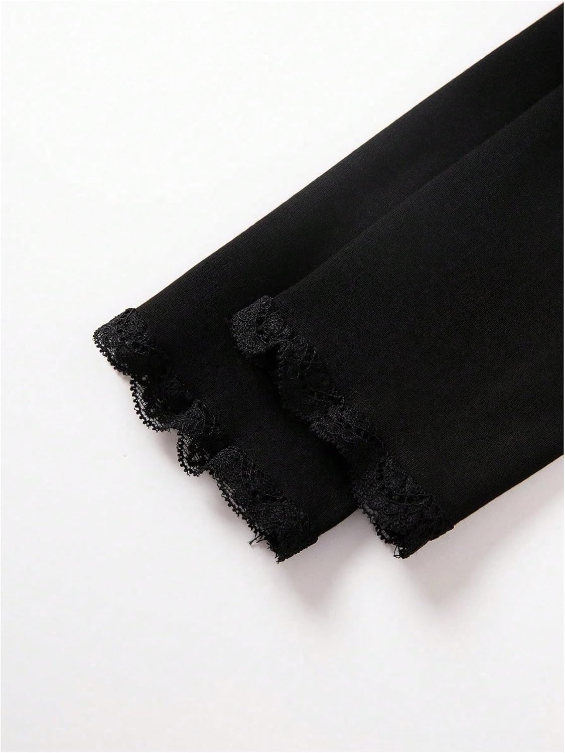 WDIRARA Women's Lace Trim Sweetheart Neck T Shirts Contrast Mesh Long Sleeve Tee Fitted Tops - Image 5