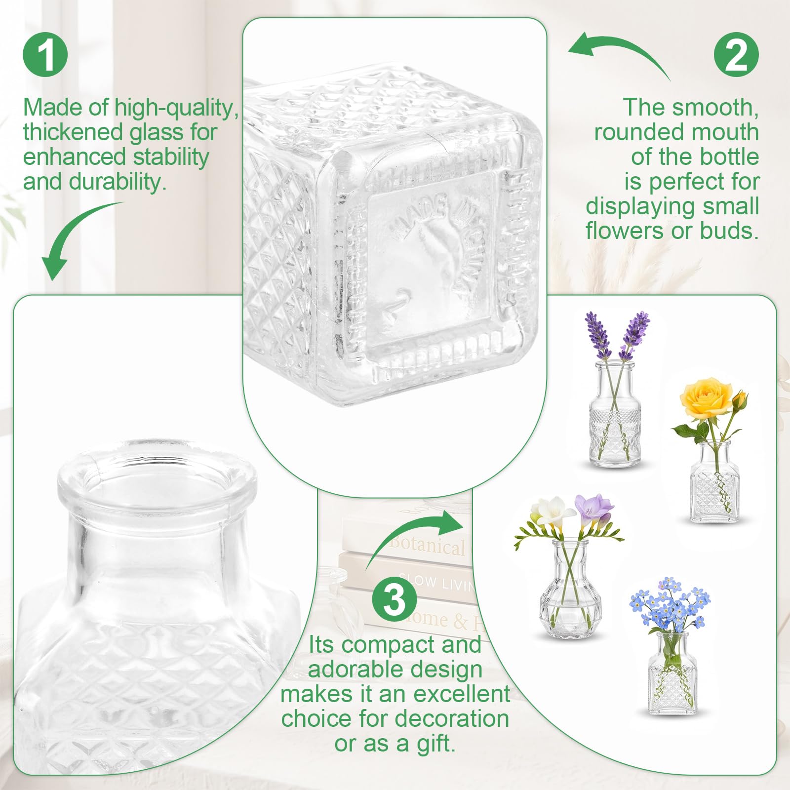 YAYODS 40 Stück Mini Vasen Glas Kleine Glasvasen Set für Tischdeko,Hochzeit