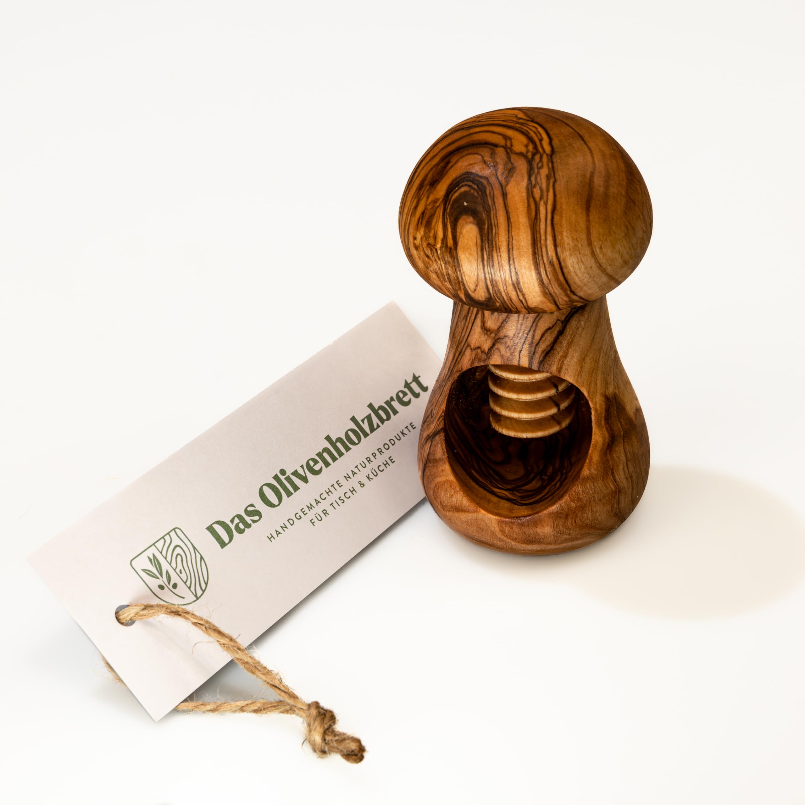 das Olivenholzbrett® Nutcracker with screw thread made of olive wood in mushroom shape/nutcracker made of wood /