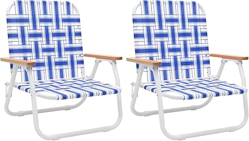 Miniatura 15 de Sekey Silla de playa portátil, silla de camping ligera con bolsa de transporte, silla de playa plegable baja para adultos, silla compacta para Azul