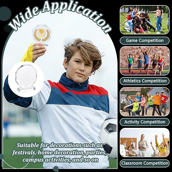 FINGERINSPIRE Trophée Élégant en Cristal Médailles en Verre Cristal K9 Forme Octogonale Vierge en Verre Transparent Trophée Cristals Transparent Récompense pour Jeux Sportifs Compétitions - 5