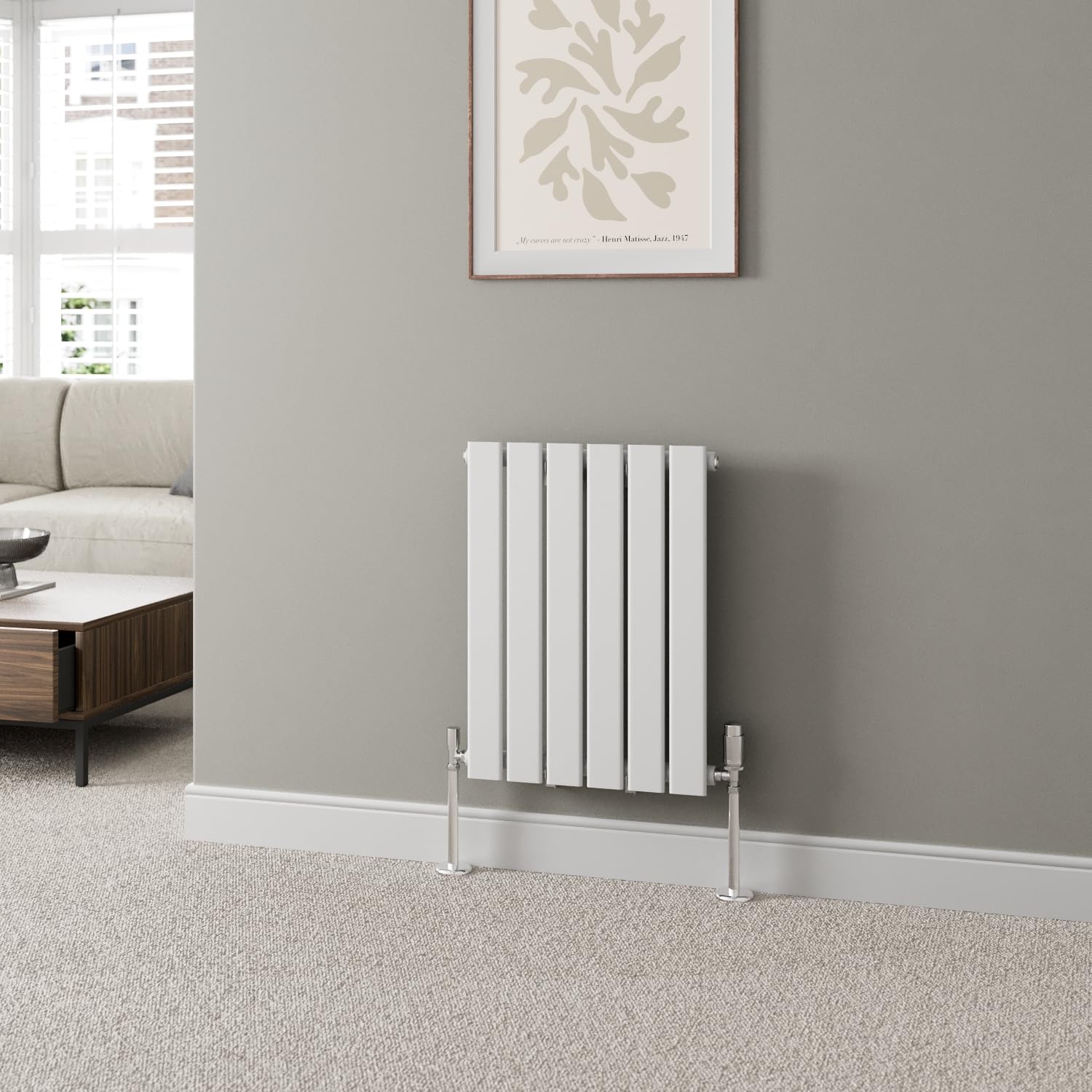 DuraTherm® 600 x 456mm White Horizontal Designer Radiator Single Column Flat Panel Modern Modern Central Heating Panels Bathroom Radiators
