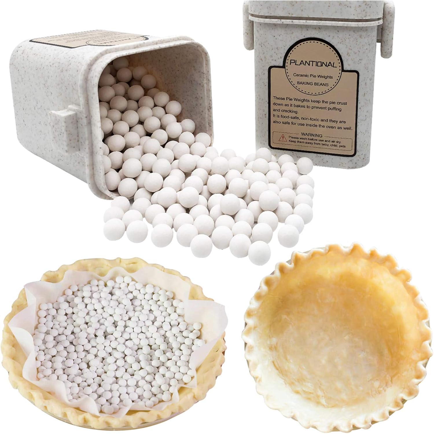 PLANTIONAL Pie Weights For Baking 1.32 LB 10mm Baking Ceramic Beans