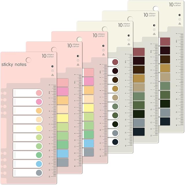 Sticky Tabs, 1200pcs Index Tabs Flags with Ruler, Writable Book Tabs for Reading Notes, Notebook Label, Book Page Markers, Classify Files (44 x 11mm,Multicolour)
