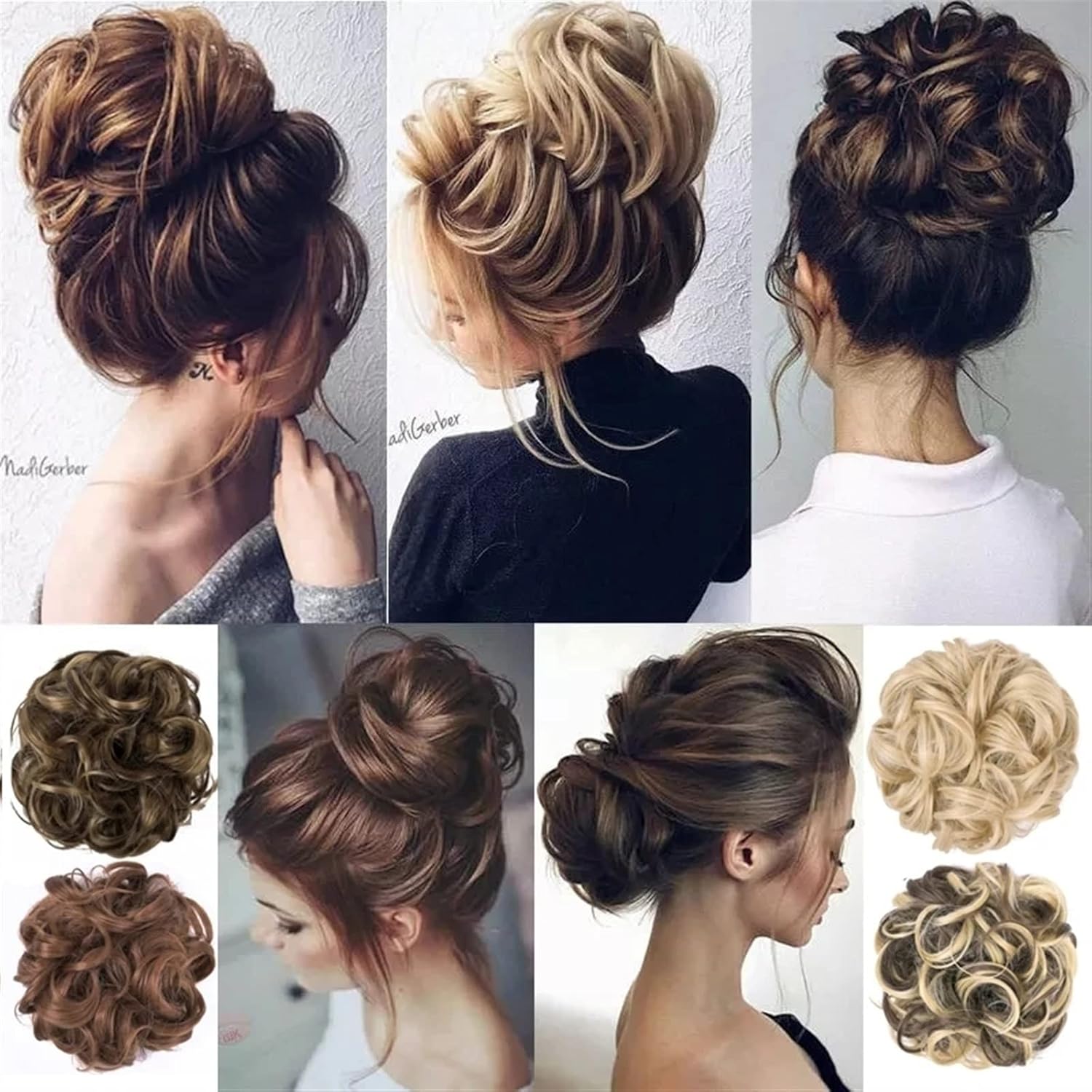 Women Bun Scrunchies 1PCS Messy Bun Hair Piece, Messy Hair Bun Scrunchies Synthetic Wavy Curly Chignon Ponytail Hair Extensions Thick Updo Hairpiece for Daily Wear Bun Hair (Color : 18H613)