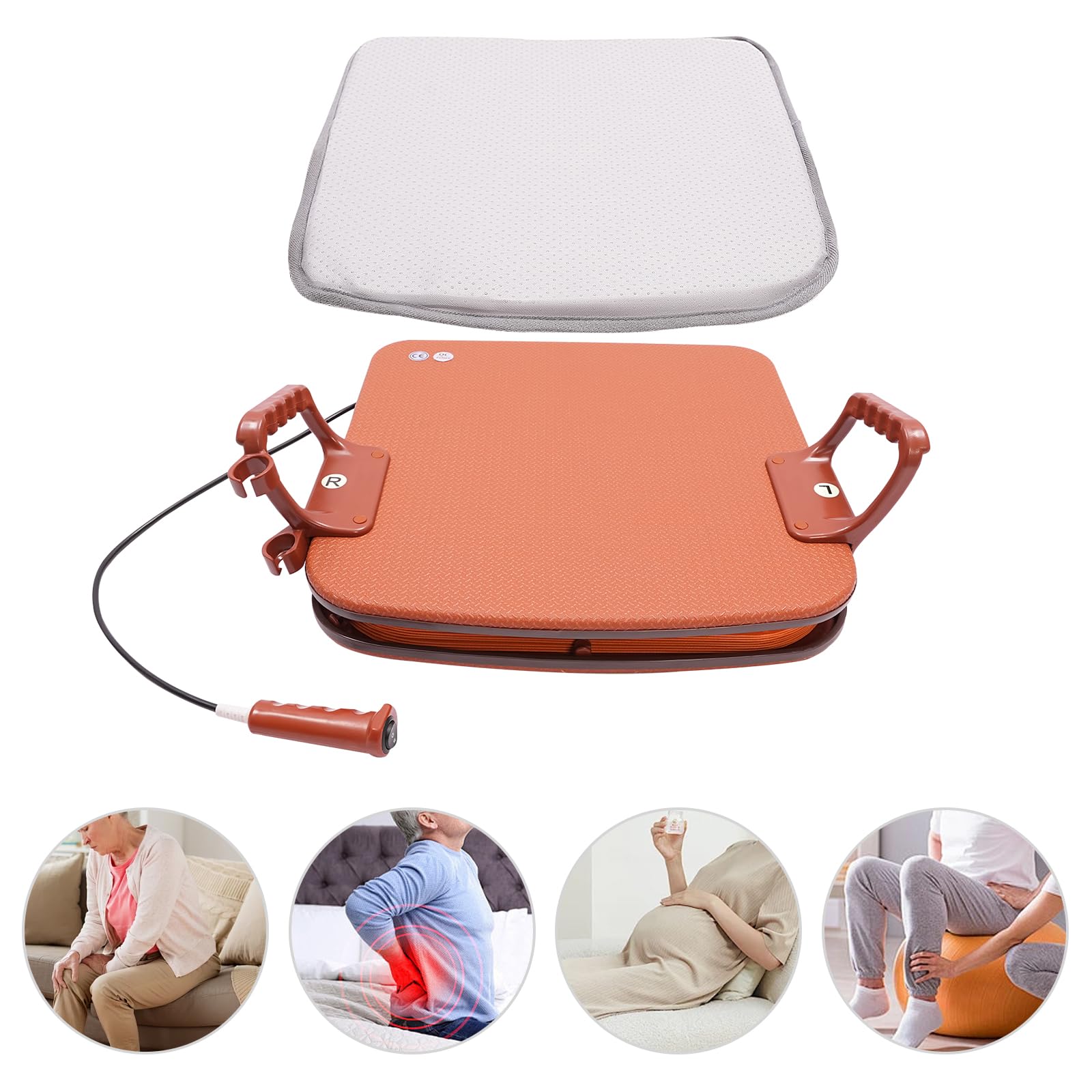 HinLIaDa Seat Assist Lifting Cushion for Elderly, Chair Lift Assist Devices for Seniors Adults with 220lb Weight Capacity Lifting Angle Up to 35°, Portable Seat Lift with Pad & Armrests, Orange