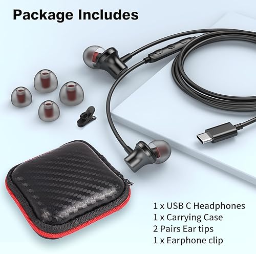 Miniatura 7 de Auriculares USB C con cable para Samsung S24 Ultra S24+ S23 S22 FE iPad Pro iPhone 15 Pro Max Magnético en la oreja Cancelación de ruido Tipo C