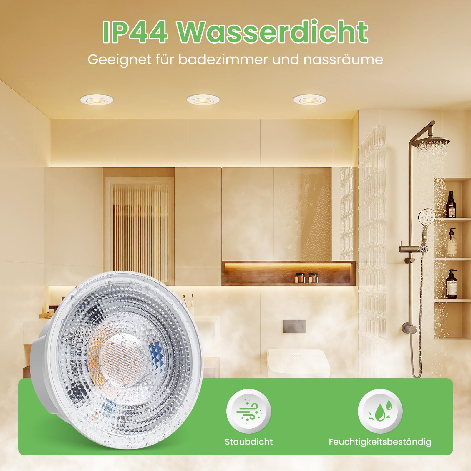 ALUSSO LED Modul Ultra Flach ø50x24mm für Einbaustrahler, 5W 400lm 230V | Warmweiß 3000K Nicht Dimmbar, Ersetzt GU10 MR16 Leuchtmittel, IP44 Wasserdicht, 12er