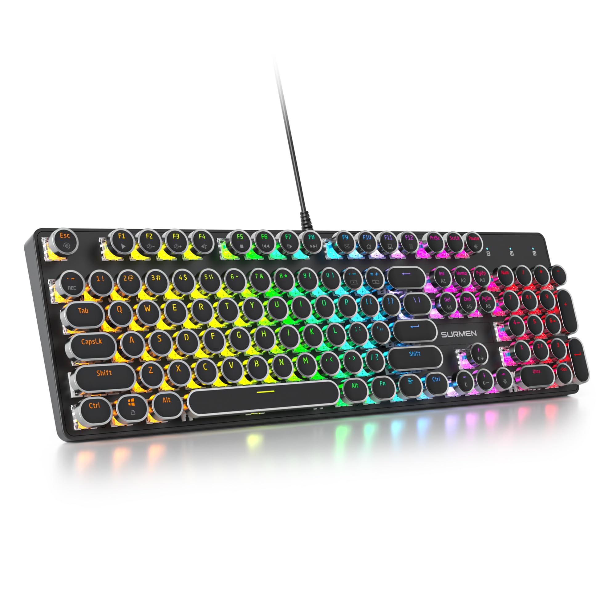 Buy Ussixchare Retro Typewriter Mechanical Keyboard 104 Keys RGB Gaming