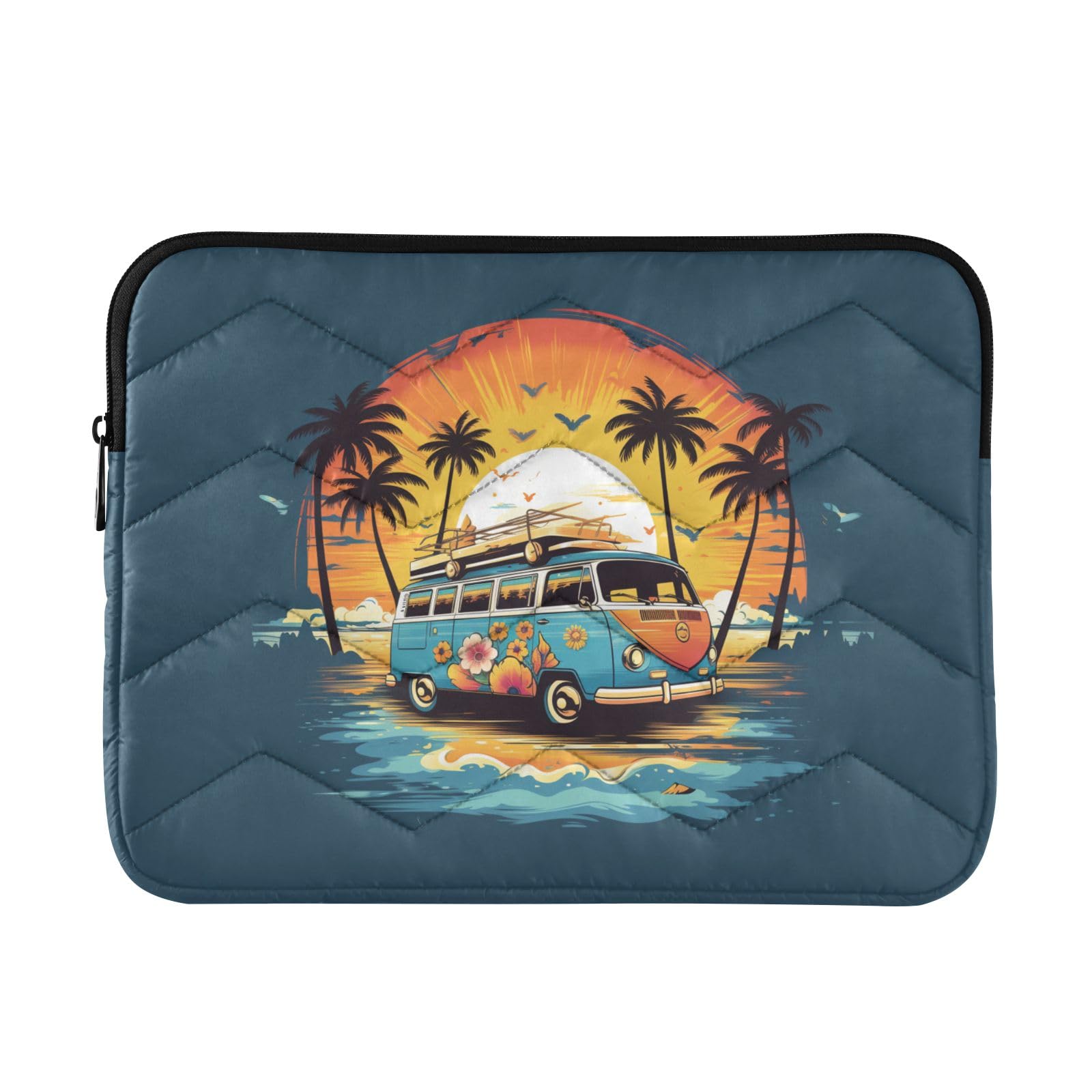 Cartoon Blue Bus Laptop Sleeve Case Notebook Computer Cover Briefcase Tablet Laptop Bag for 13-14 inch