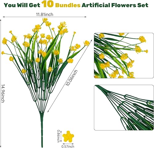 Miniatura 8 de 20 flores artificiales para exteriores, decoración de flores de plástico, resistentes a los rayos UV, plantas artificiales para interiores y