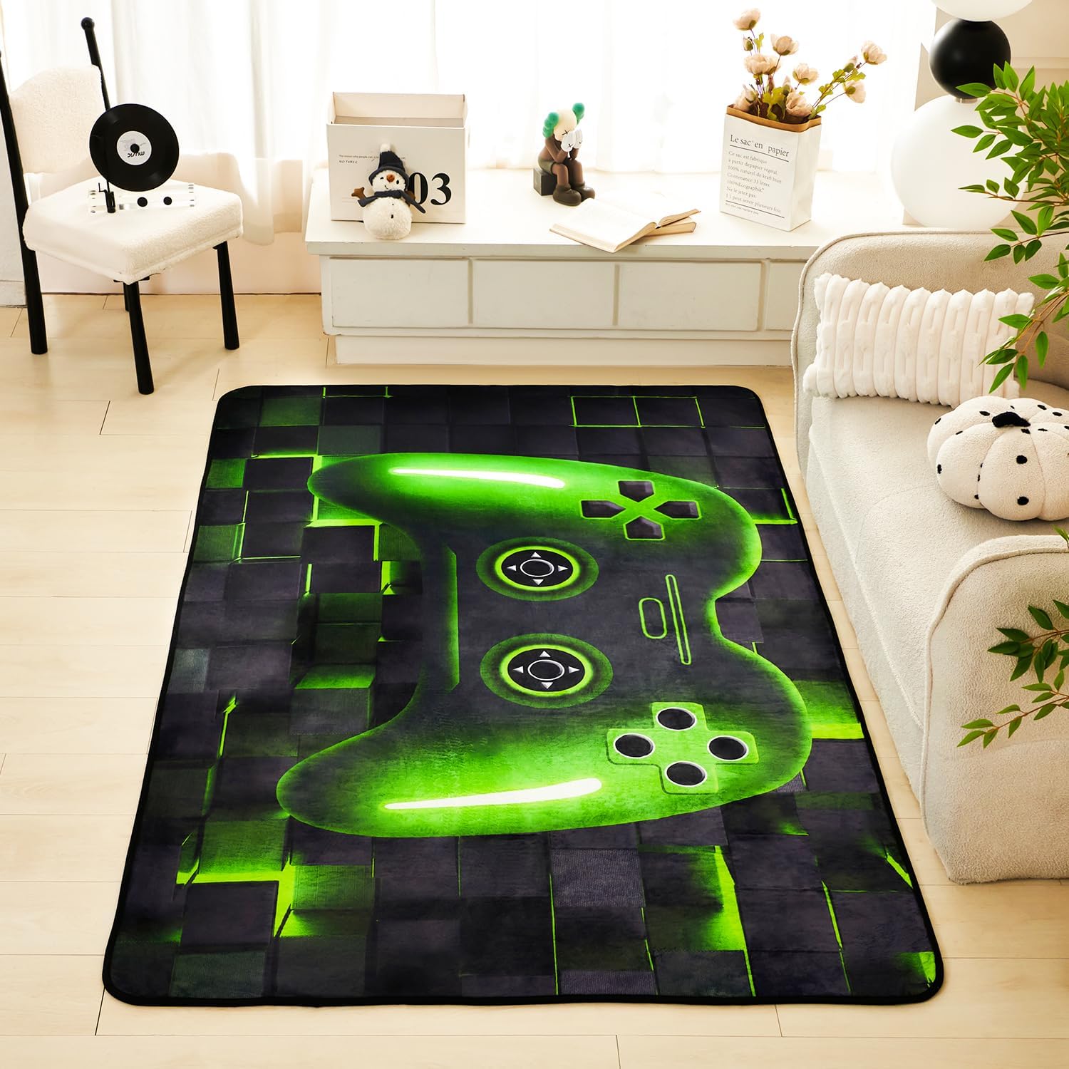 PERFEMET Green Game Area Rug for Bedroom 3x5 Cool 3D Game Console Kids Rugs image 4