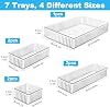 7 PCS Clear Drawer Organizers Bins, 4-Size Stackable Makeup Drawer Organizer Trays,Drawer Storage Containers,Desk Drawer Organizer Trays,Drawer Dividers for Kitchen,Bathroom,Makeup,Office