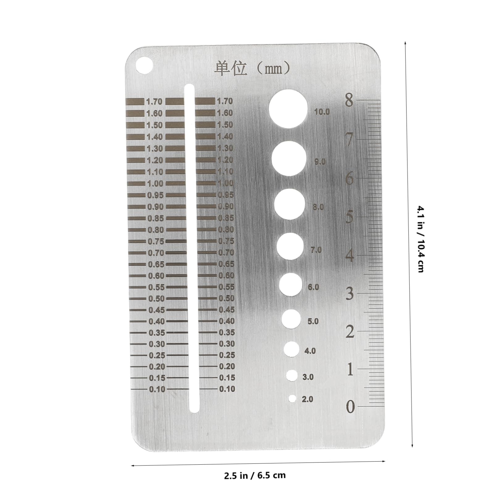 VILLFUL Multi-Purpose Measuring Tool Pore Size Gauge Straight Ruler 2-10mm Thickness Gauge for DIY