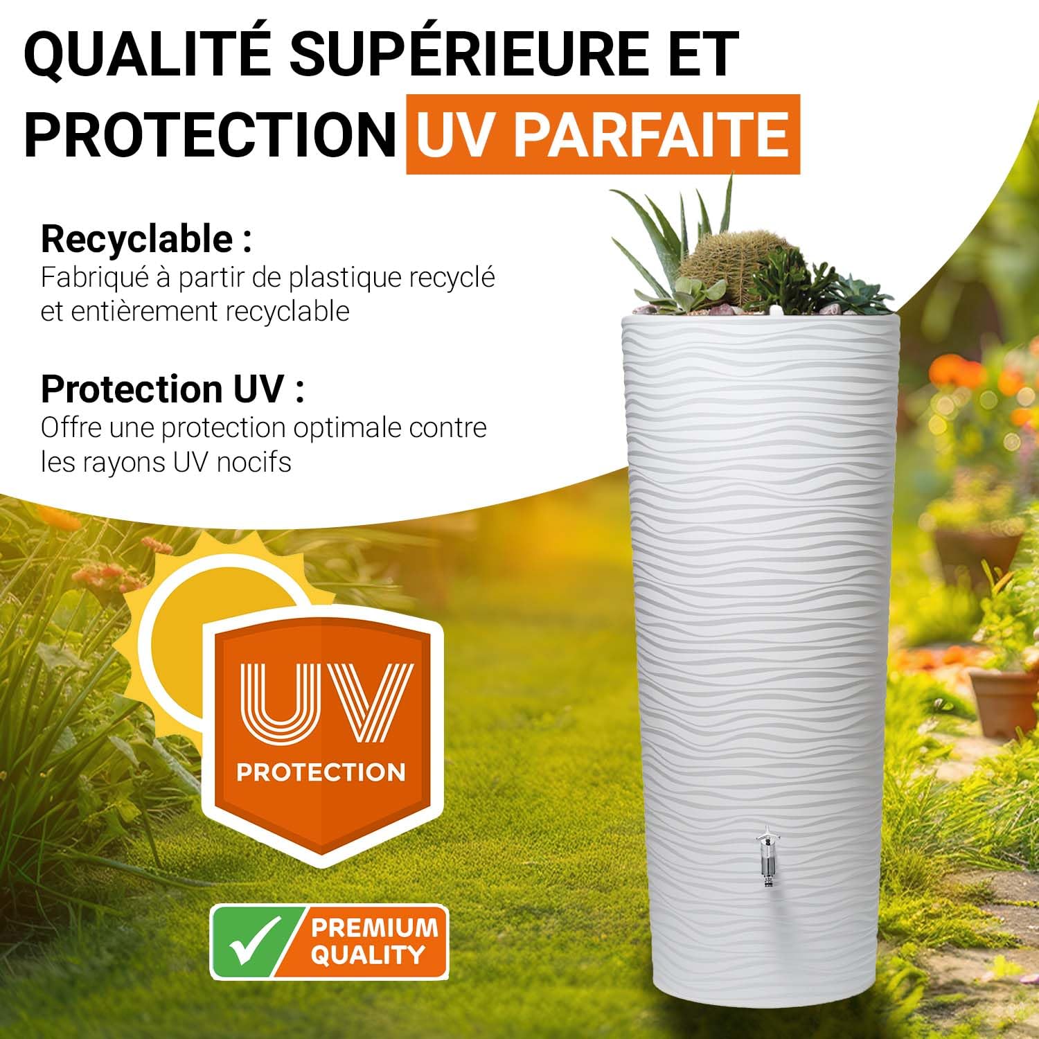 GARANTIA Natura Récupérateur d Eau de Pluie 2en1 350L Arctic