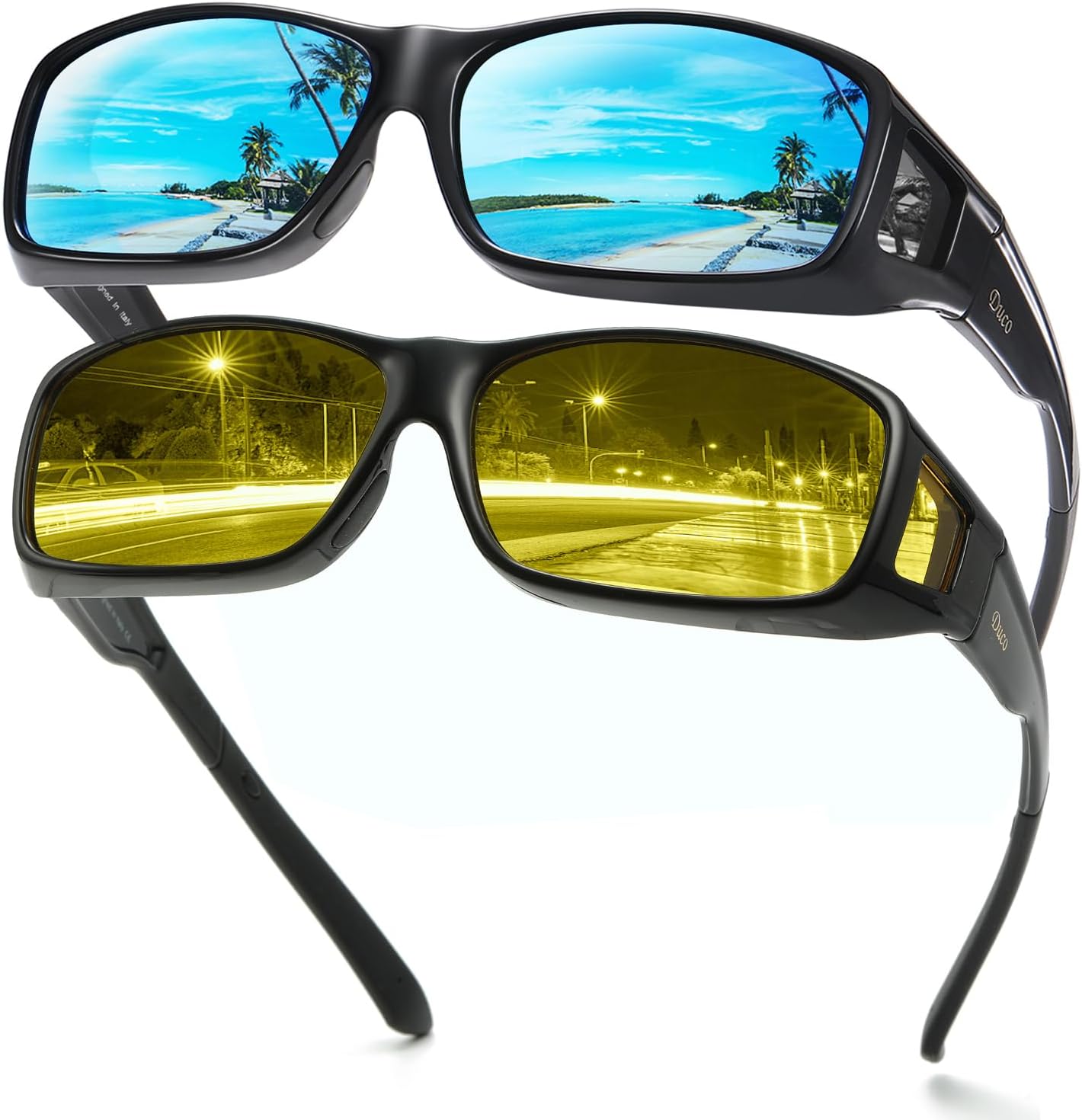 DUCO Wraparound Fitover Glasses 8953 Polarized Wear Over Night Vision Sunglasses for Men Women 8953Y-2