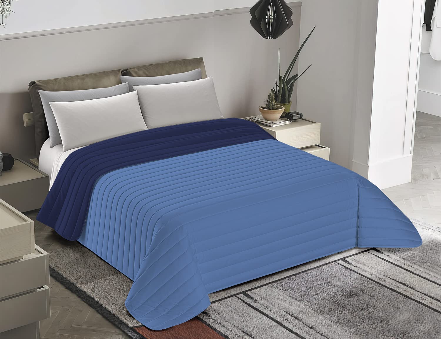 Trapunta Invernale Banzaii 350 Gr/mq - Microfibra Manopesca, Matrimoniale 260x260 Cm, Grigio - Foto 13